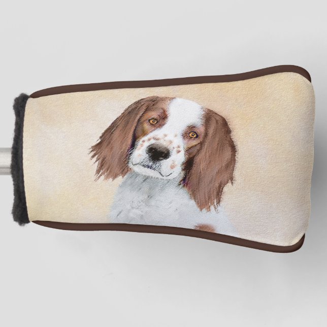 Irish Red and White Setter Painting - Original Art Golf Head Cover (Front)