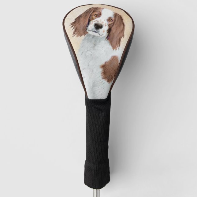 Irish Red and White Setter Painting - Original Art Golf Head Cover (Front)