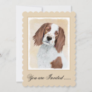 Irish Red and White Setter Painting - Original Art Invitation