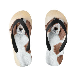 Irish Red and White Setter Painting - Original Art Kid's Flip Flops