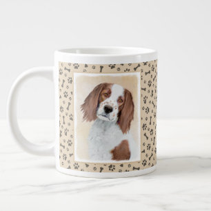 Irish Red and White Setter Painting - Original Art Large Coffee Mug