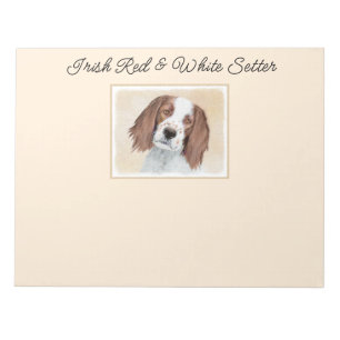 Irish Red and White Setter Painting - Original Art Notepad