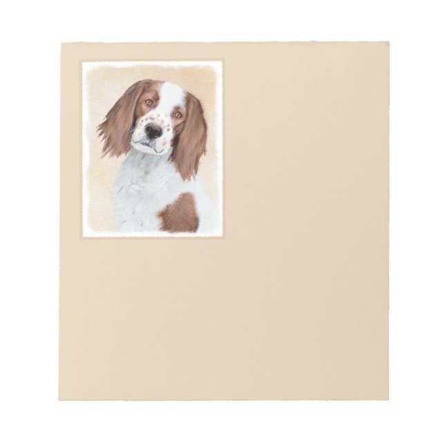 Irish Red and White Setter Painting - Original Art Notepad (Front)