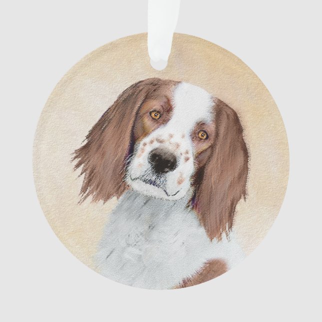 Irish Red and White Setter Painting - Original Art Ornament (Front)