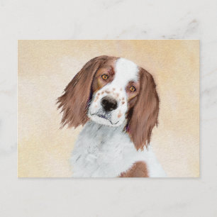 Irish Red and White Setter Painting - Original Art Postcard