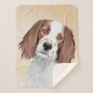 Irish Red and White Setter Painting - Original Art Sherpa Blanket