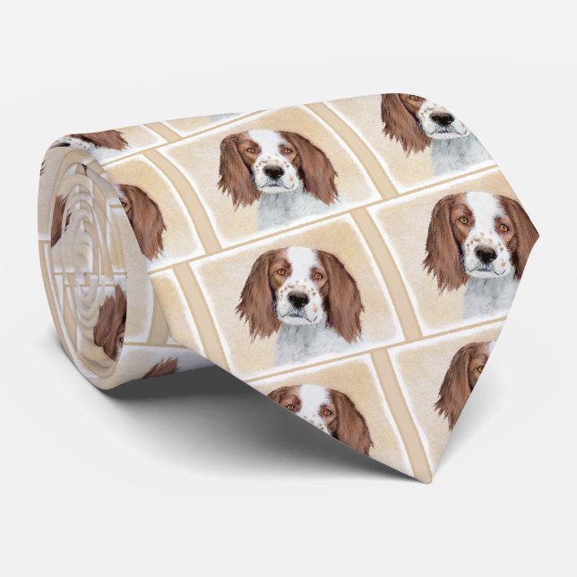 Irish Red and White Setter Painting - Original Art Tie (Rolled)