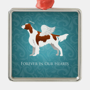 Irish Red and White Setter Pet Memorial Dog Angel Metal Tree Decoration