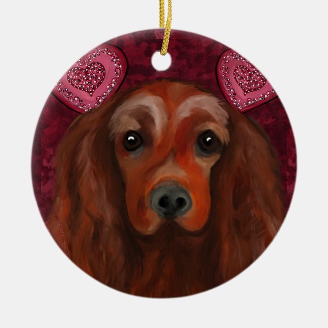 Irish Red Setter     Ceramic Tree Decoration (Front)