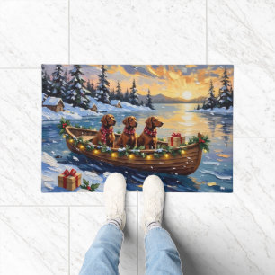 Irish Red Setter Christmas Boat Holiday Doormat