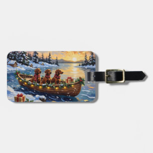 Irish Red Setter Christmas Boat Holiday Luggage Tag