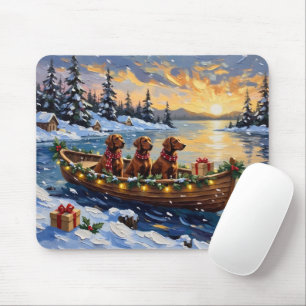 Irish Red Setter Christmas Boat Holiday Mouse Mat