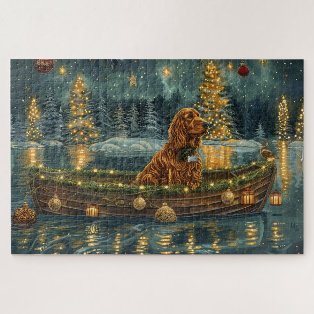 Irish Red Setter Christmas Festive Voyage Jigsaw Puzzle (Horizontal)