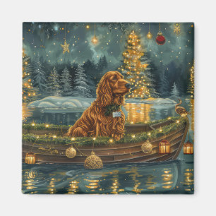 Irish Red Setter Christmas Festive Voyage Magnet