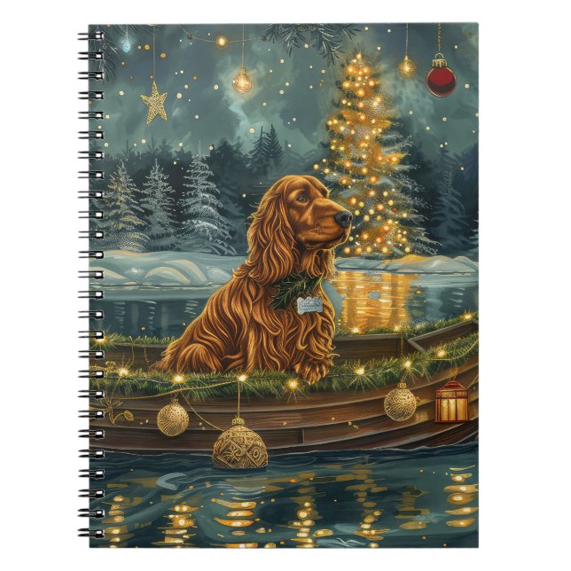 Irish Red Setter Christmas Festive Voyage Notebook (Front)