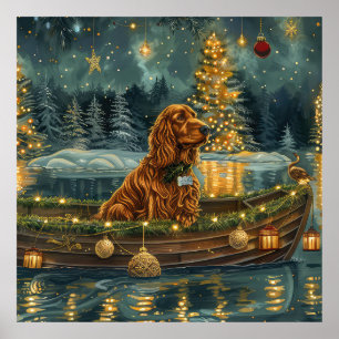 Irish Red Setter Christmas Festive Voyage Poster
