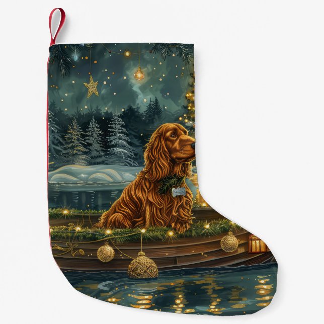 Irish Red Setter Christmas Festive Voyage Small Christmas Stocking (Front)