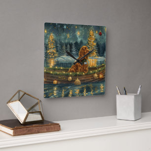 Irish Red Setter Christmas Festive Voyage Square Wall Clock