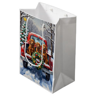 Irish Red Setter Christmas Red Truck Holiday Medium Gift Bag