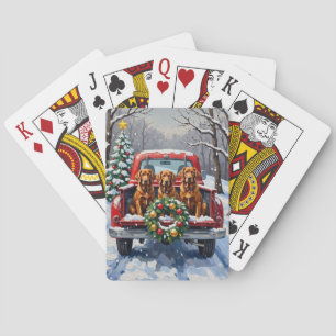 Irish Red Setter Christmas Red Truck Holiday Playing Cards