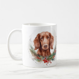 Irish Red Setter Christmas Wreath Festive Pup  Coffee Mug