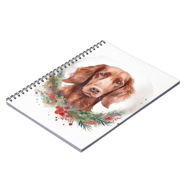 Irish Red Setter Christmas Wreath Festive Pup  Notebook (Left Side)