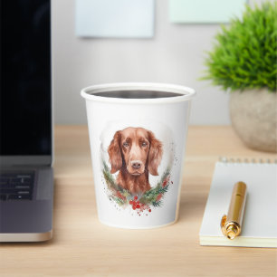 Irish Red Setter Christmas Wreath Festive Pup Paper Cups