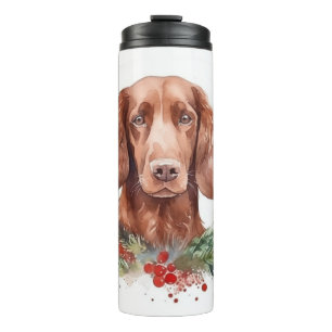 Irish Red Setter Christmas Wreath Festive Pup  Thermal Tumbler