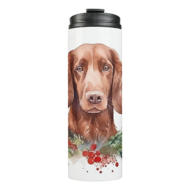 Irish Red Setter Christmas Wreath Festive Pup  Thermal Tumbler (Front)