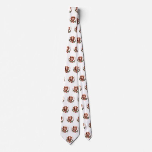 Irish Red Setter Christmas Wreath Festive Pup  Tie (Front)