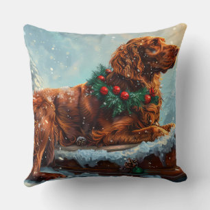Irish Red Setter Dog Christmas Festive Cushion