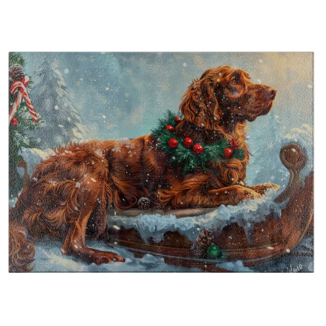 Irish Red Setter Dog Christmas Festive Cutting Board (Front)