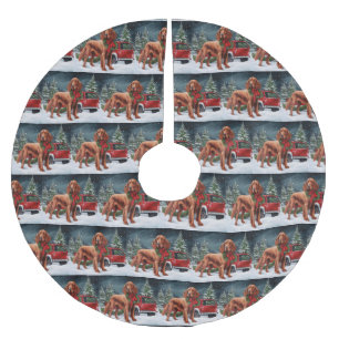 Irish Red Setter Dog in Snow Christmas Brushed Polyester Tree Skirt