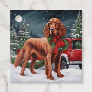 Irish Red Setter Dog in Snow Christmas Favour Tags