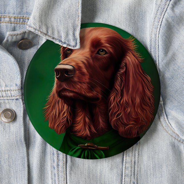 Irish Red Setter Dog in St. Patrick's Day Dress  6 Cm Round Badge (In Situ)