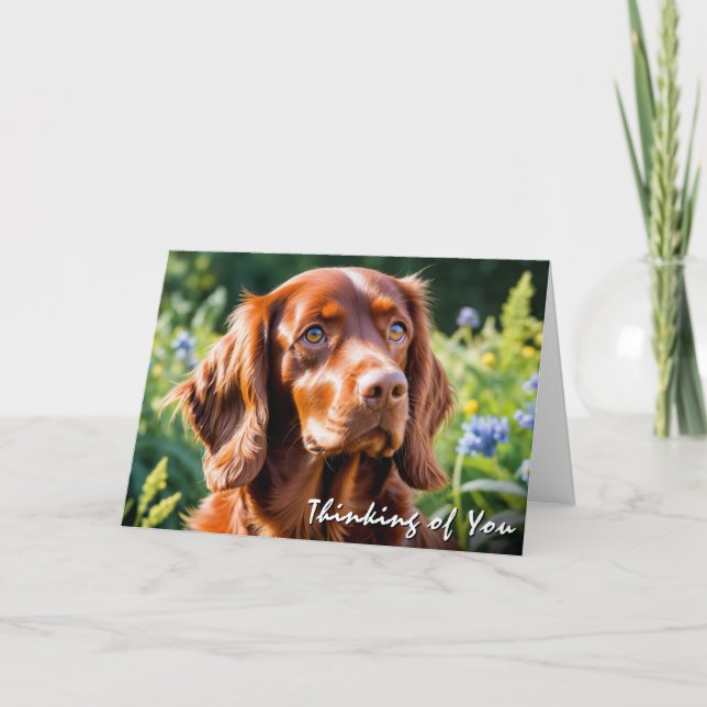 Irish Red Setter Dog Lover Thinking of You Card (Front)