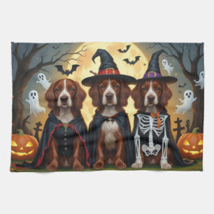 Irish Red Setter Dogs Pumpkin Halloween Funny Tea Towel