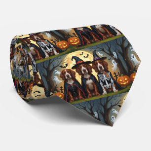 Irish Red Setter Dogs Pumpkin Halloween Funny Tie