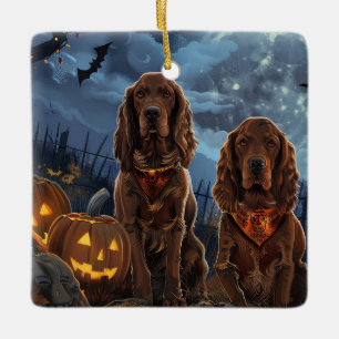 Irish Red Setter Halloween Spooky Ceramic Ornament