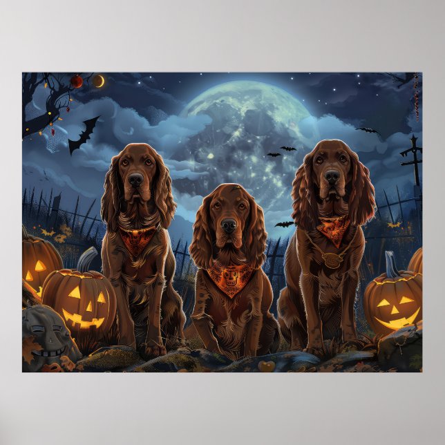 Irish Red Setter Halloween Spooky Poster (Front)