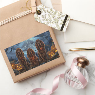 Irish Red Setter Halloween Spooky Rectangular Sticker