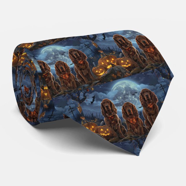 Irish Red Setter Halloween Spooky Tie (Rolled)