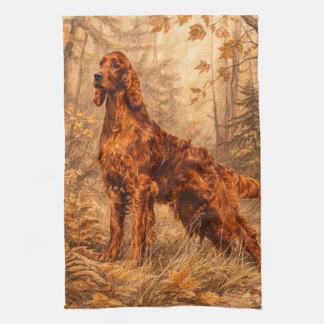 Irish Red Setter, Irish Setter Tea Towel (Vertical)