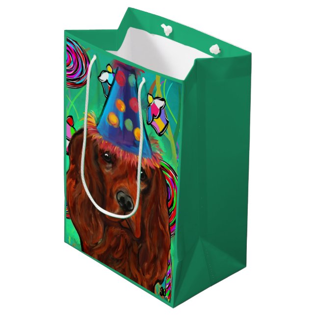 Irish Red Setter    Medium Gift Bag (Front Angled)