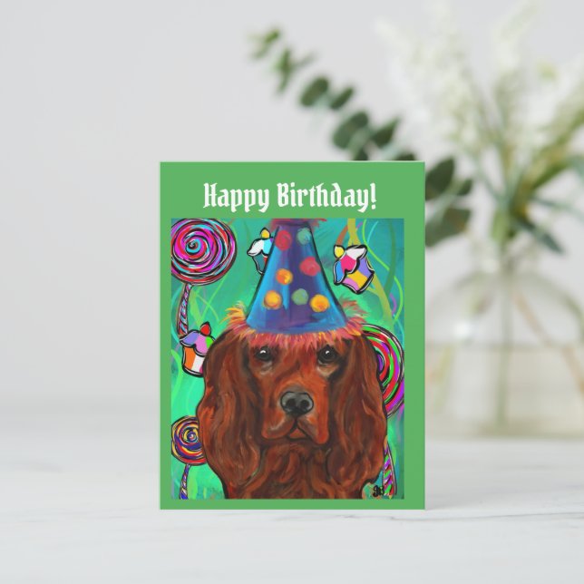 Irish Red Setter    Postcard (Standing Front)