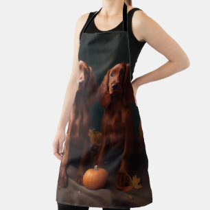 Irish Red Setter Puppy Autumn Delight Pumpkin Apron