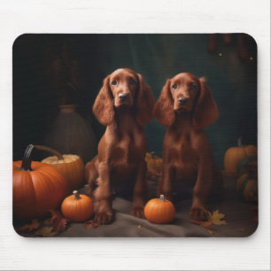 Irish Red Setter Puppy Autumn Delight Pumpkin Mouse Mat