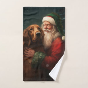 Irish Red Setter Santa Claus Festive Christmas Bath Towel Set