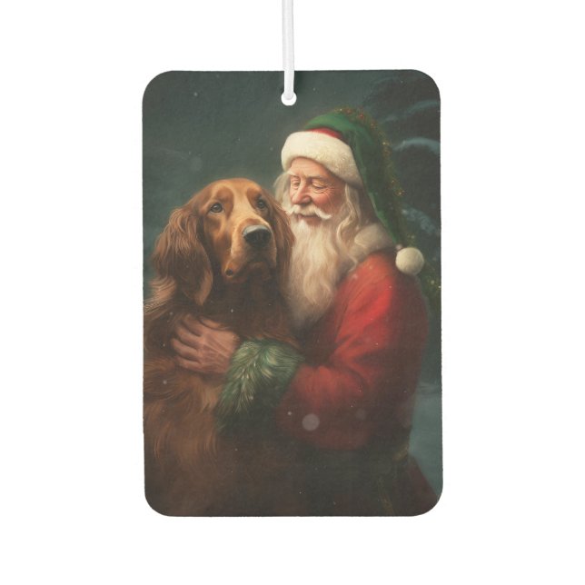 Irish Red Setter Santa Claus Festive Christmas Car Air Freshener (Front)