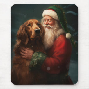 Irish Red Setter Santa Claus Festive Christmas Mouse Mat